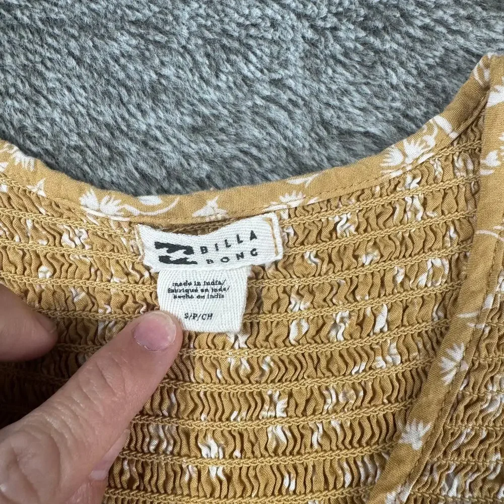 Billabong Blouse Women's Small Yellow & White Floral